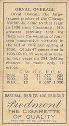 Orval Overall  baseball card collectible - Main Image 2