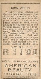 Jack Quinn  baseball card collectible - Main Image 2