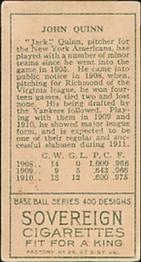 Jack Quinn  baseball card collectible - Main Image 2