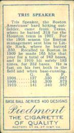 Tris Speaker  baseball card collectible - Main Image 2