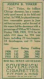 Joe Tinker  baseball card collectible - Main Image 2