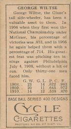 Hooks Wiltse  baseball card collectible - Main Image 2