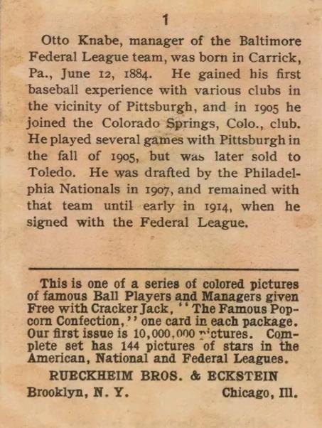 Otto Knabe  baseball card collectible - Main Image 2