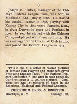 Joe Tinker  baseball card collectible - Main Image 2