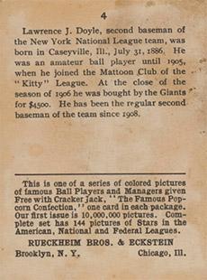 Larry Doyle  baseball card collectible - Main Image 2