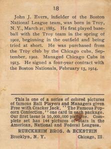 Johnny Evers  baseball card collectible - Main Image 2