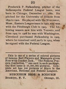 Cy Falkenberg  baseball card collectible - Main Image 2