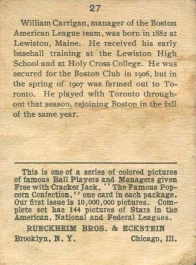 Bill Carrigan  baseball card collectible - Main Image 2