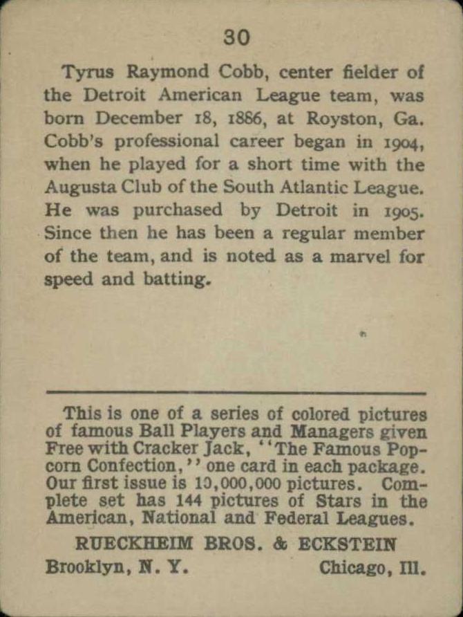 Ty Cobb  baseball card collectible - Main Image 2