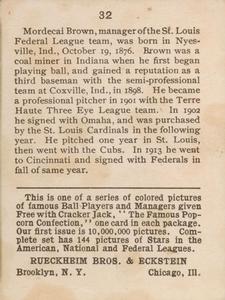 Mordecai Brown  baseball card collectible - Main Image 2