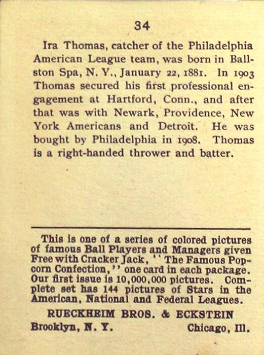Ira Thomas  baseball card collectible - Main Image 2