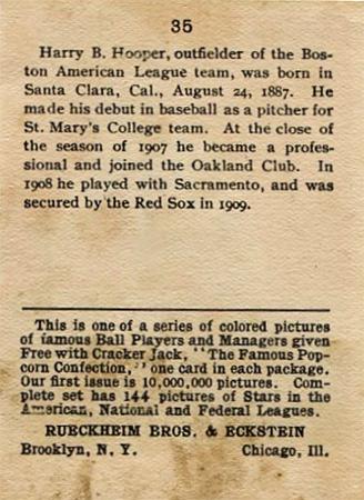 Harry Hooper  baseball card collectible - Main Image 2