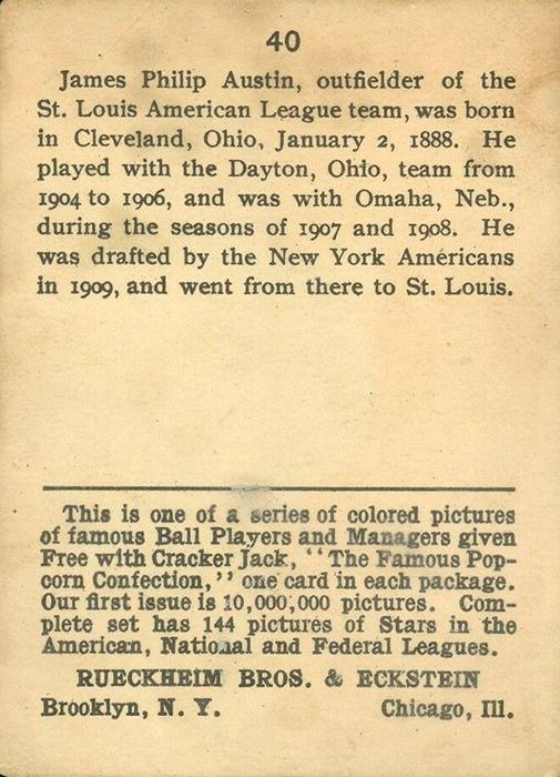 Jimmy Austin  baseball card collectible - Main Image 2