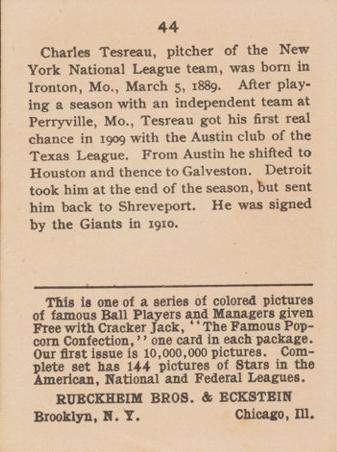 Charles Tesreau  baseball card collectible - Main Image 2