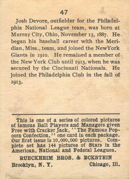 Josh Devore  baseball card collectible - Main Image 2