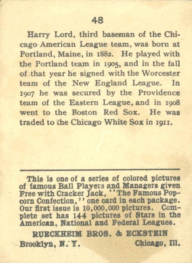 Harry Lord  baseball card collectible - Main Image 2