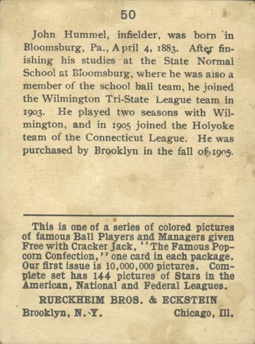 John Hummel  baseball card collectible - Main Image 2