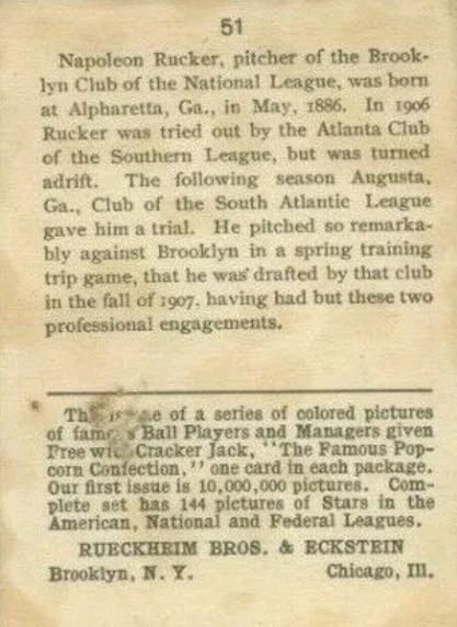 Nap Rucker  baseball card collectible - Main Image 2