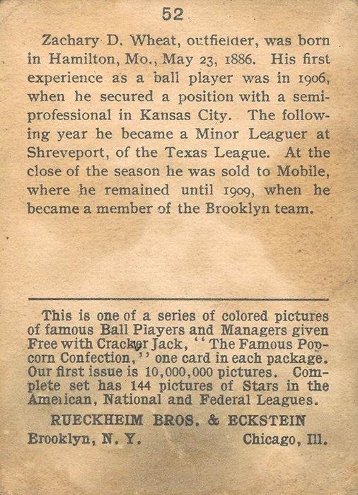 Zack Wheat  baseball card collectible - Main Image 2