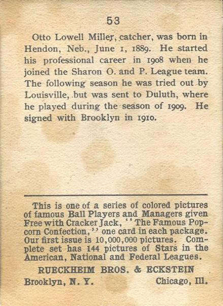 Otto Miller  baseball card collectible - Main Image 2