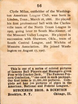 Clyde Milan  baseball card collectible - Main Image 2