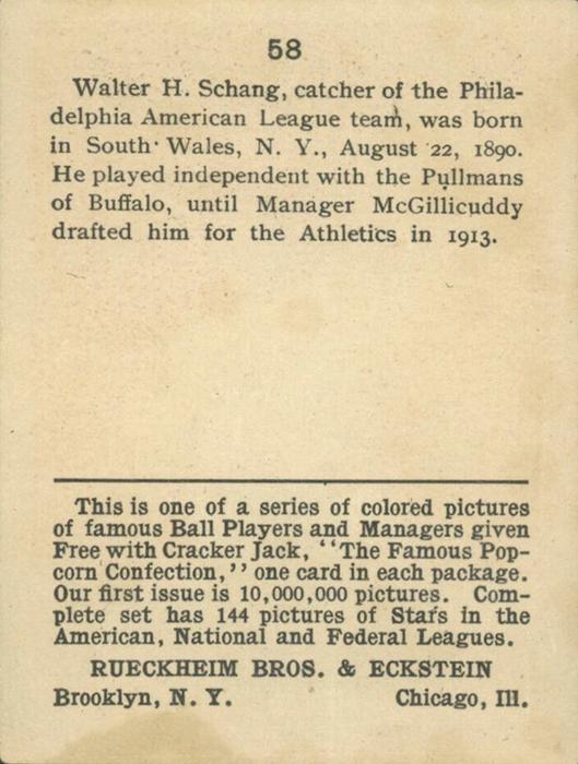 Wally Schang  baseball card collectible - Main Image 2