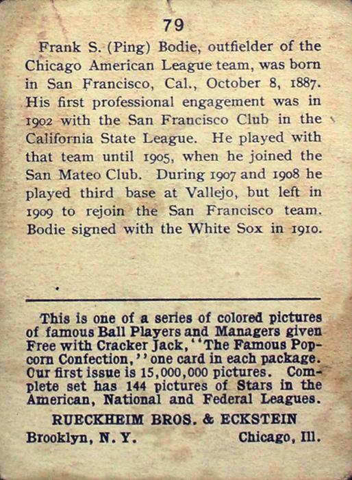 Ping Bodie  baseball card collectible - Main Image 2