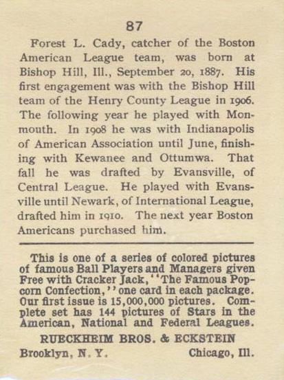 Hick Cady  baseball card collectible - Main Image 2