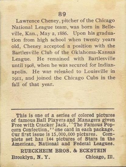 Lawrence Cheney  baseball card collectible - Main Image 2