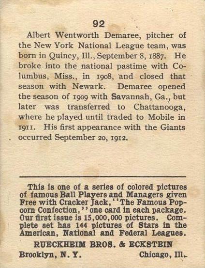 Al Demaree  baseball card collectible - Main Image 2