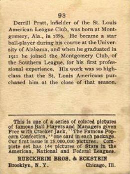 Del Pratt  baseball card collectible - Main Image 2