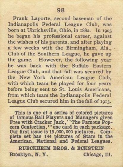 Frank LaPorte  baseball card collectible - Main Image 2