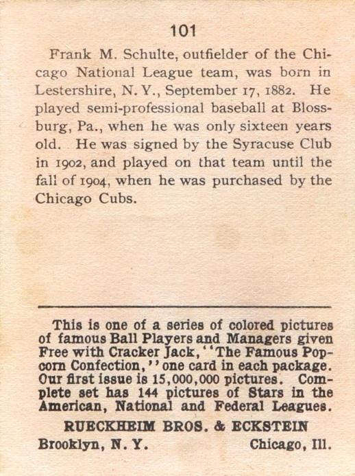 Frank Schulte  baseball card collectible - Main Image 2