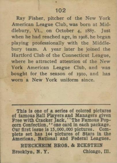 Ray Fisher  baseball card collectible - Main Image 2