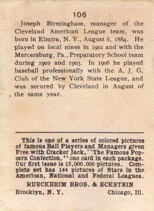 Joe Birmingham  baseball card collectible - Main Image 2