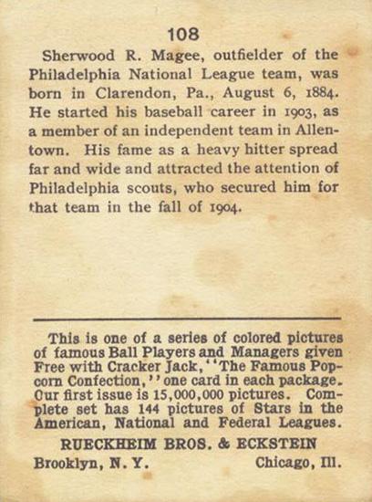 Sherry Magee  baseball card collectible - Main Image 2