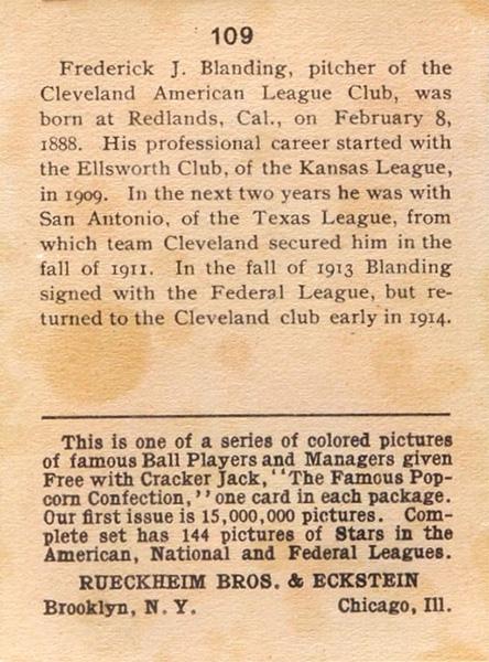 Fred Blanding  baseball card collectible - Main Image 2