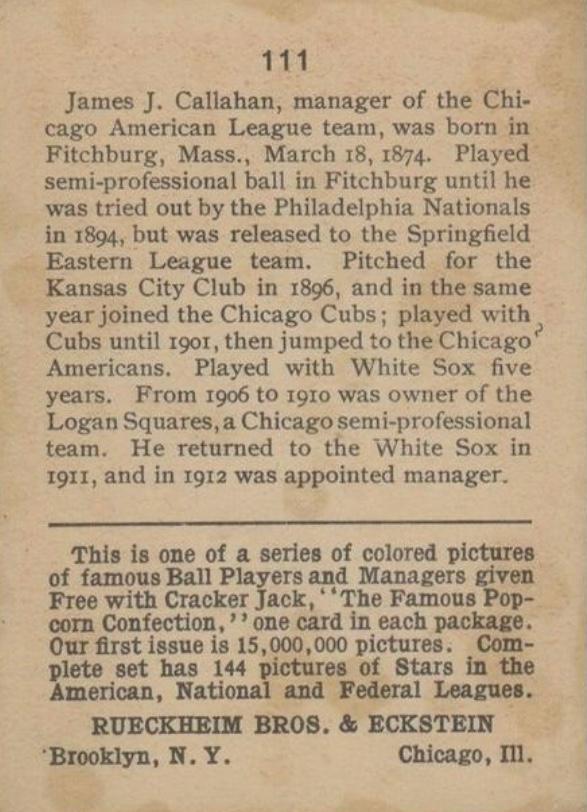 Jim Callahan  baseball card collectible - Main Image 2