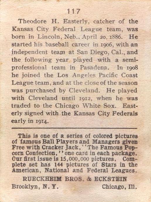 Ted Easterly  baseball card collectible - Main Image 2