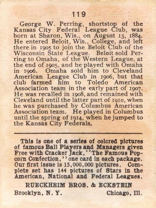 George Perring  baseball card collectible - Main Image 2