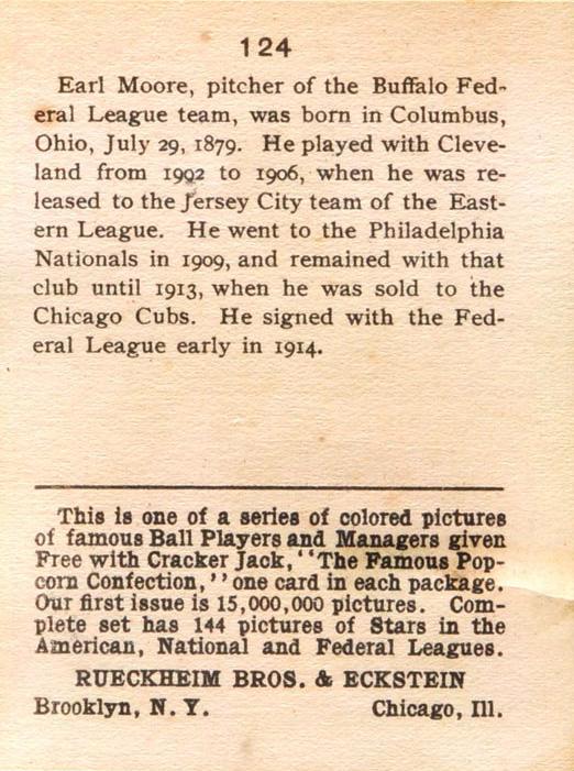 Earl Moore  baseball card collectible - Main Image 2