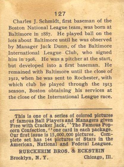 Butch Schmidt  baseball card collectible - Main Image 2