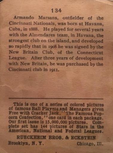 Armando Marsans  baseball card collectible - Main Image 2