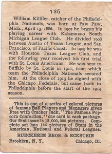 Bill Killefer  baseball card collectible - Main Image 2