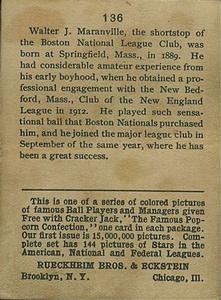 Rabbit Maranville  baseball card collectible - Main Image 2