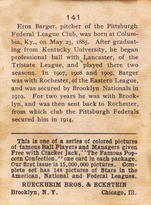 Cy Barger  baseball card collectible - Main Image 2