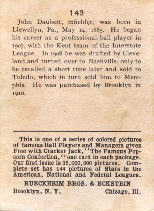 Jake Daubert  baseball card collectible - Main Image 2