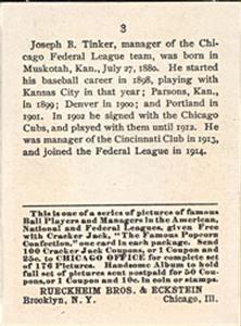 Joe Tinker  baseball card collectible - Main Image 2