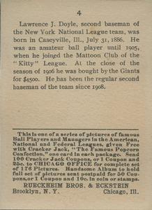 Larry Doyle  baseball card collectible - Main Image 2