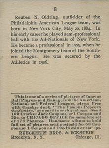 Rube Oldring  baseball card collectible - Main Image 2